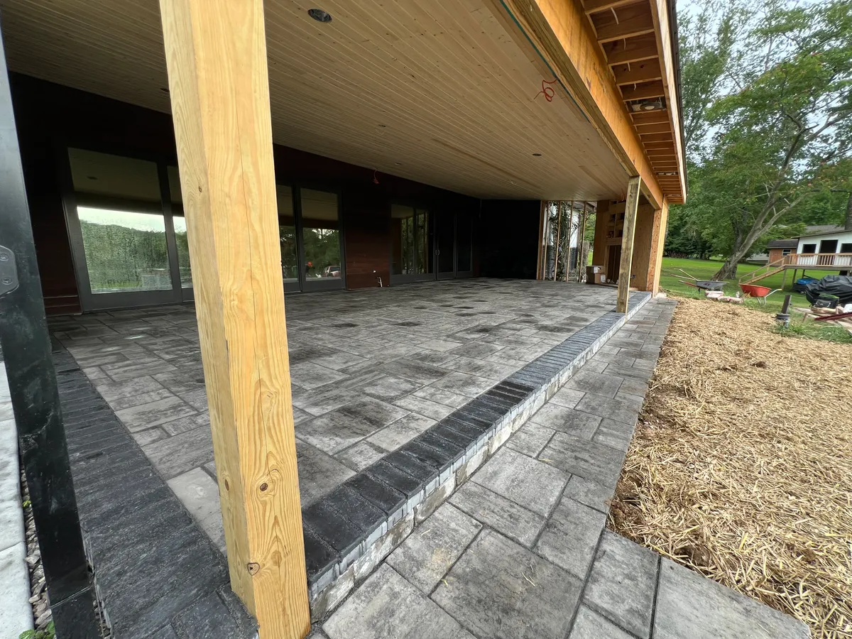 Outdoor covered paver patio