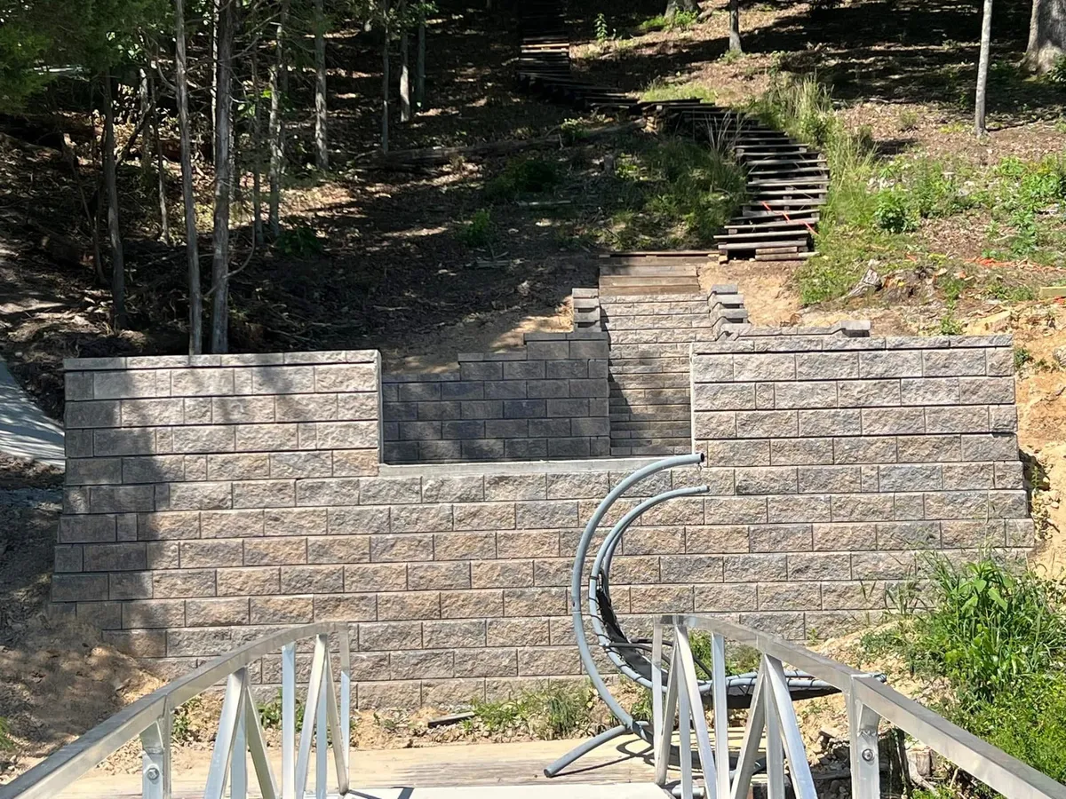 Multi-level retaining wall with stairs